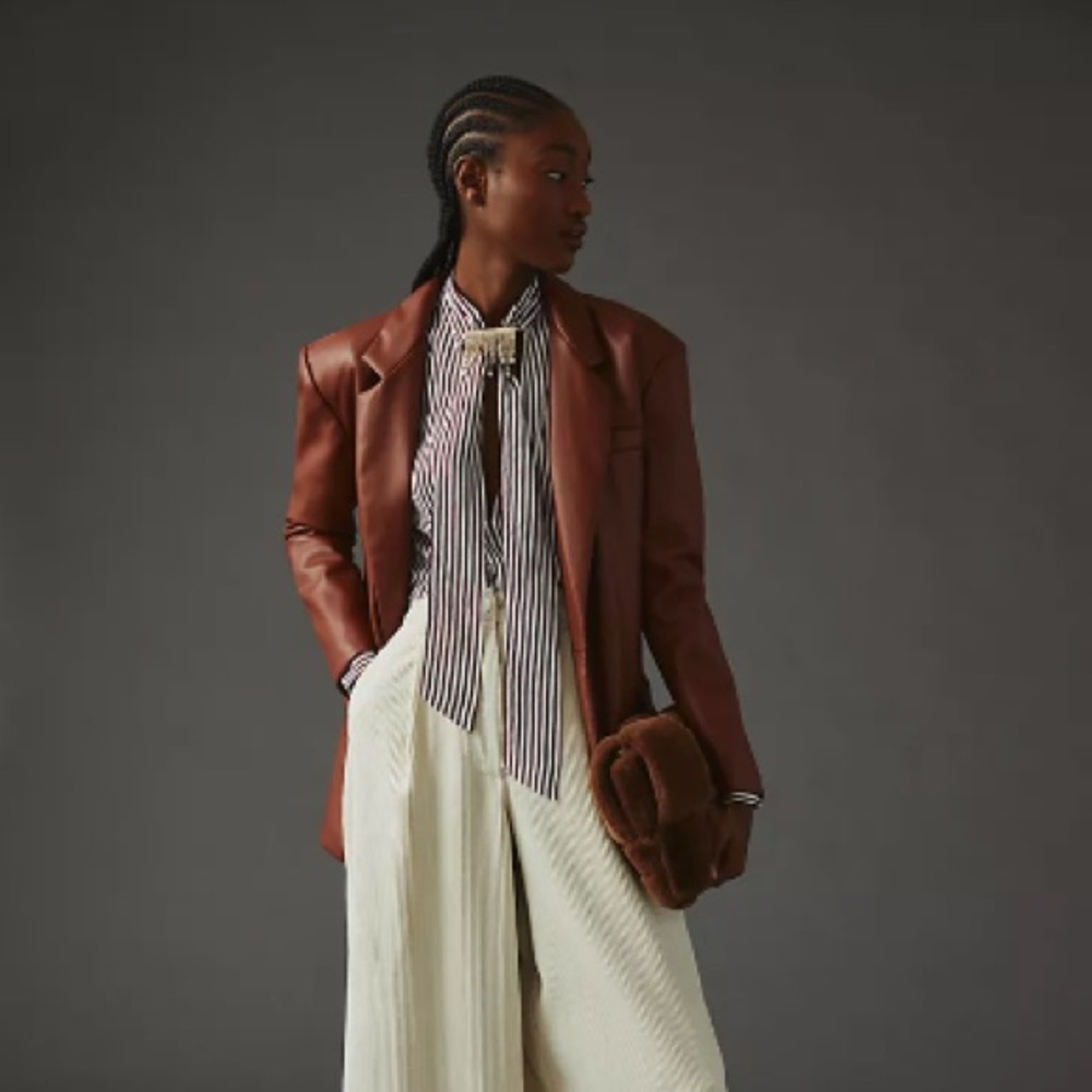 Anthropology blank nyc faux brown leather size m